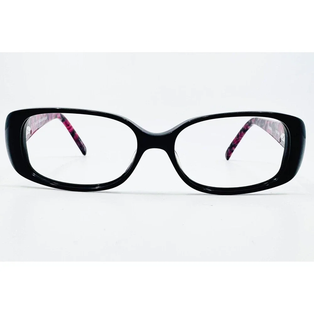 Bulova Kiruna Eyeglasses Womens Black Lavender Tortoise Bow Detail 51-14-135